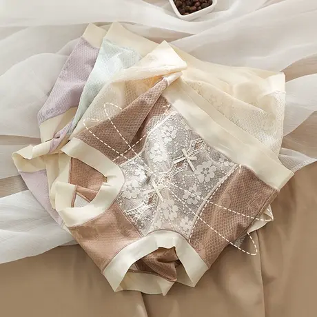 法式蕾丝高腰内裤女性感轻薄收腹打底裤大码日系云感少女三角裤夏商品大图