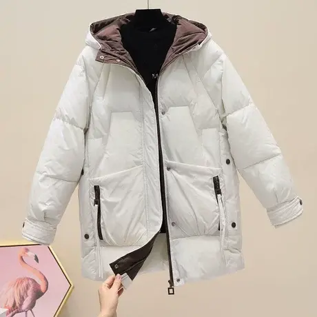 羽绒棉服女中长款冬装2023年新款韩版宽松女装小个子棉衣棉袄外套商品大图