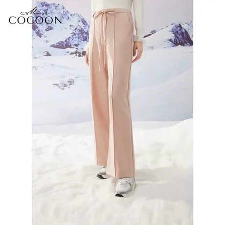 MISSCOCOON23秋冬新款美拉德立体挺阔细带收腰直筒阔腿休闲裤女图片