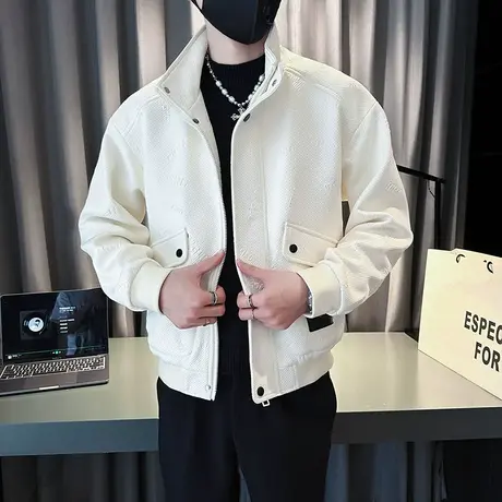 外套男士秋季新款修身百搭休闲ins工装个性潮牌潮流学生夹克上衣商品大图