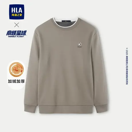 HLA/海澜之家麻烦星球联名系列针织衫23秋冬新加绒加厚双领毛衣男商品大图