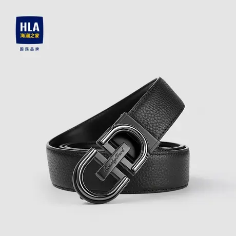 HLA/海澜之家时尚扣头皮带皮革质感时尚压花柔软休闲裤腰带男士图片