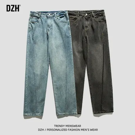 男士直筒牛仔裤潮牌男裤子2023秋季新款美式高街长裤休闲裤直筒裤商品大图