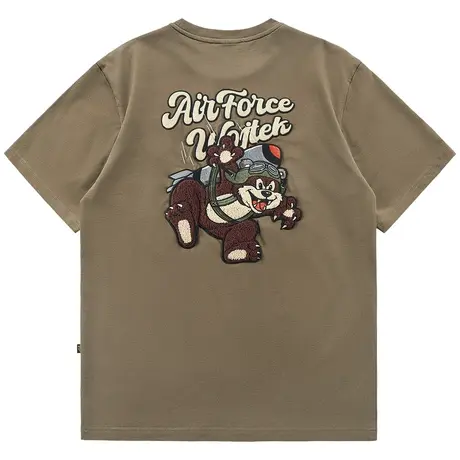 VIP夏季毛巾绣短袖t恤男重磅纯棉卡通刺绣半袖体恤美式复古上衣商品大图