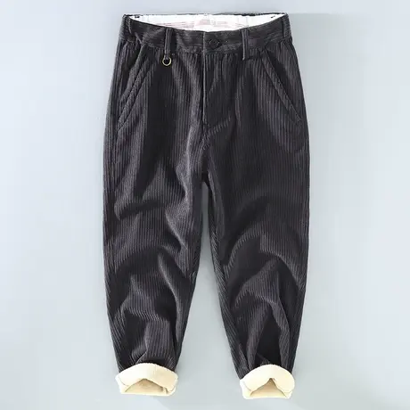 加绒裤子男款加厚灯芯绒裤男冬季新款保暖条绒雪尼尔男生休闲裤潮商品大图