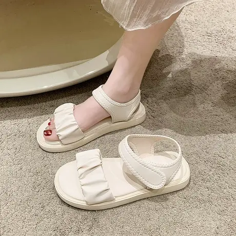 网红超火法式凉鞋女夏季仙女风外穿2024年新款百搭休闲平底罗马鞋商品大图