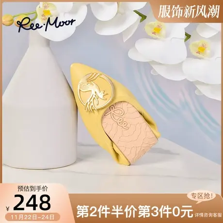 REEMOOR春夏2024睿慕新款ins风女鞋麋鹿扣饰浅口舒适百搭舒卷单鞋商品大图