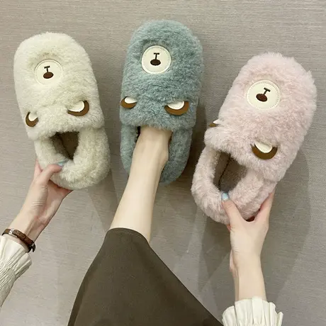 棉拖鞋女冬可爱卡通学生宿舍毛绒居家保暖全包跟防水防滑棉鞋男冬商品大图