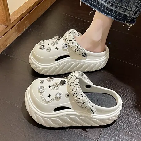 洞洞鞋凉鞋女夏季可爱太空人链条厚底高跟防滑网红外穿包头凉拖鞋商品大图