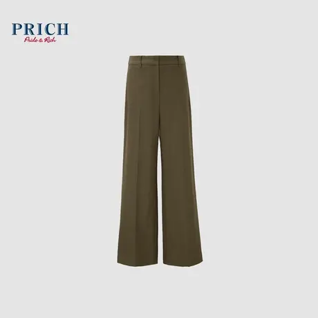 PRICH23冬新款斜纹肌理工字暗扣抗皱百搭通勤阔腿直筒西装长裤女商品大图