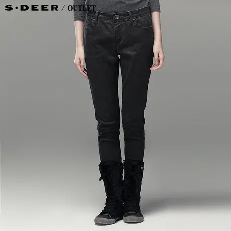 sdeer圣迪奥女装春装百搭暗花纹修身牛仔裤3380884商品大图