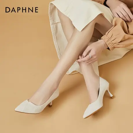 达芙妮白色高跟鞋女细跟2022春新款气质女鞋婚鞋新娘鞋职业工作鞋商品大图