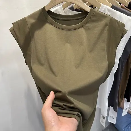 纯棉夏装飞飞袖T恤女2024年新款宽松显瘦设计感小众别致短袖上衣商品大图