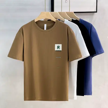 冰丝凉感印花t恤男短袖春夏季2024新款宽松冰丝薄款半袖男士体恤商品大图