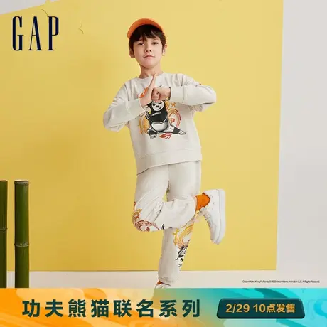 【功夫熊猫联名】Gap男女童春季2024新款洋气针织圆领卫衣890571商品大图