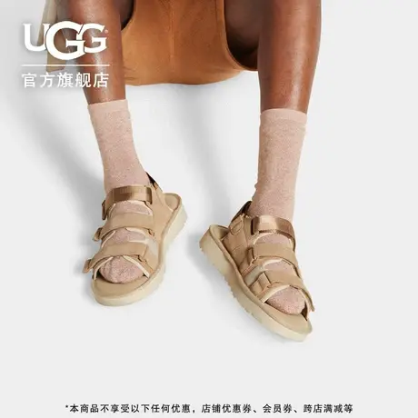 UGG夏季新款男士休闲舒适纯色平底露趾魔术贴搭扣时尚凉鞋1153095图片