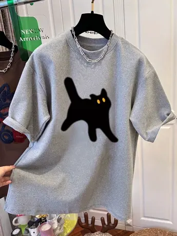 夏季休闲慵懒风纯棉女装T恤韩版chic大码百搭上衣潮ins设计感短袖商品大图