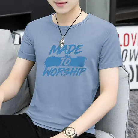 莫代尔男士短袖t恤潮牌冰丝凉感速干上衣服潮流圆领半袖运动体恤商品大图