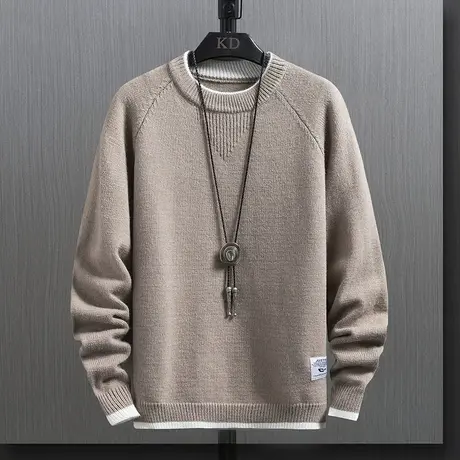 毛衣男秋冬季韩版潮流加绒加厚打底衫个性内搭保暖毛线上衣针织衫商品大图