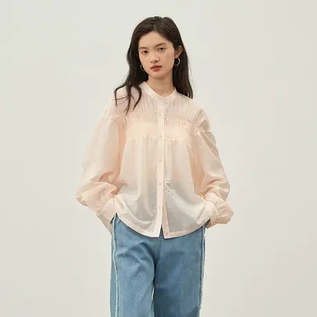 omont蛋挞家 轻薄防晒长袖衬衫2023秋季新款气质宽松高级感上衣女商品大图