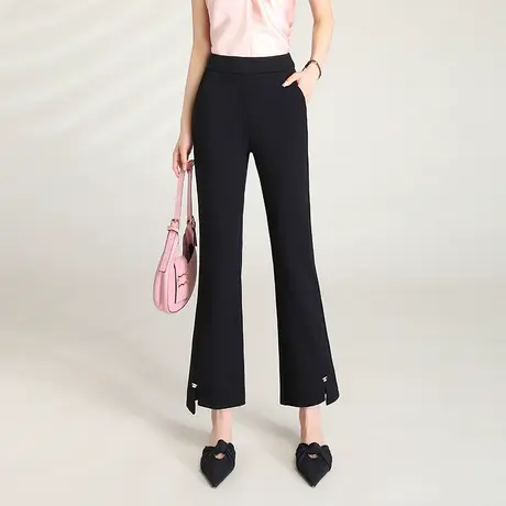 黑色微喇裤高腰显瘦九分裤韩版西装裤夏季薄款休闲裤2023新款裤子商品大图