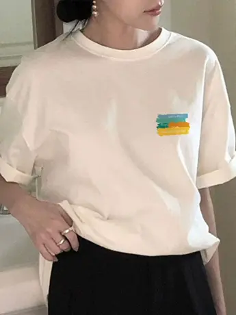 欧货白色仿棉短袖t恤女2023新款夏季韩版宽松显瘦大码女装上衣潮商品大图