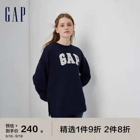 Gap女装2023秋冬新款LOGO抓绒圆领宽松卫衣741683休闲运动上衣图片