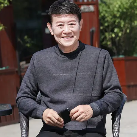 爸爸毛衣加绒加厚款男士秋冬季爷爷装保暖上衣服中老年人打底内衫商品大图