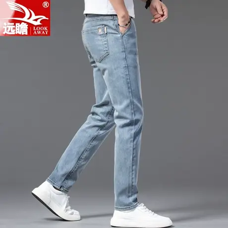 冰丝牛仔裤男士夏季薄款修身直筒男裤2023潮牌冰丝弹力休闲长裤子商品大图