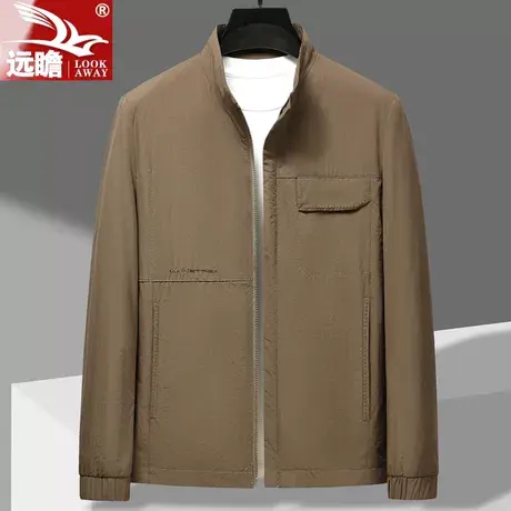 爸爸秋装外套商务休闲立领夹克中老年男士春秋季男装上衣茄克男款商品大图