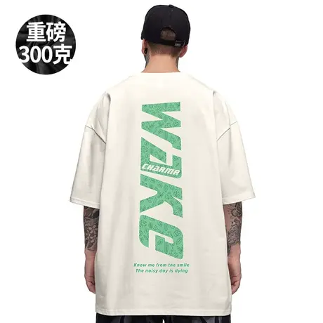 美式街头重磅潮牌字母t恤男ins潮流情侣装大码加肥加大号国潮短袖商品大图