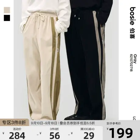 bosie2023秋季新款休闲裤男情侣灯芯绒拼接撞色休闲百搭宽松长裤商品大图
