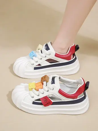 镂空透气贝壳头老爹女鞋2023年夏季新款厚底百搭休闲时尚小白板鞋商品大图