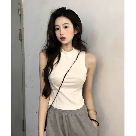吊带运动打底背心内搭无袖女夏季设计感小众外穿修身短款坎肩上衣图片