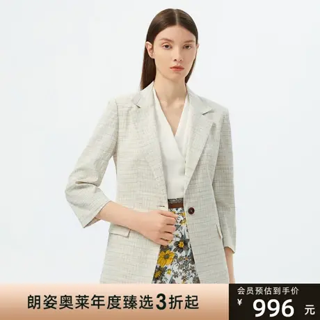 朗姿商场同款休闲高级格纹西装职业套装夏季新款女短外套西服女图片