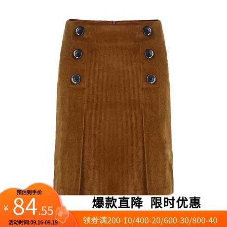 【艾格】2023春新款半身裙女双排扣包臀裙显瘦小众时尚气质裙子图片