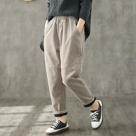 dza加厚加绒裤女外穿秋冬2023款潮宽松灯芯绒裤子直筒条绒休闲裤图片