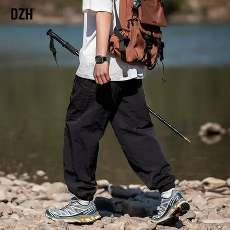 青少年黑色工装裤子男宽松潮流百搭2023年新款秋季男裤运动束脚裤商品大图