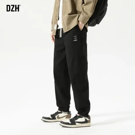 男士黑色裤子男纯棉秋冬新款2023新款束脚休闲裤宽松百搭工装男裤商品大图