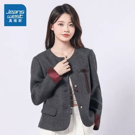 G8真维斯女装2025春季新款 休闲小香风女款开衫职场通勤百搭外套图片