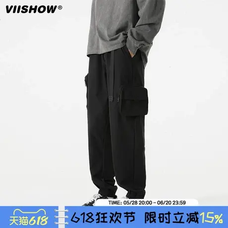 VIISHOW男士2025春季休闲卫裤垂感运动直筒宽松潮百搭痞帅长裤子商品大图