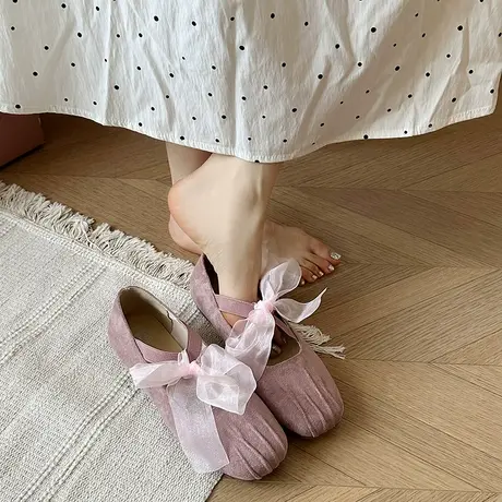 法式方头单鞋女2025新款夏季配裙子百搭平底玛丽珍鞋绝美洋气鞋子图片