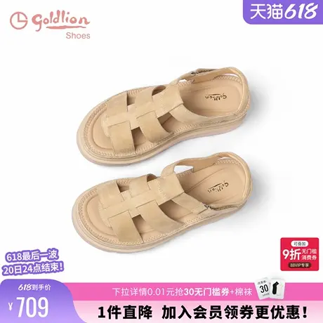 金利来女鞋商场同款2025夏季新款百搭休闲露趾罗马凉鞋女沙滩鞋图片