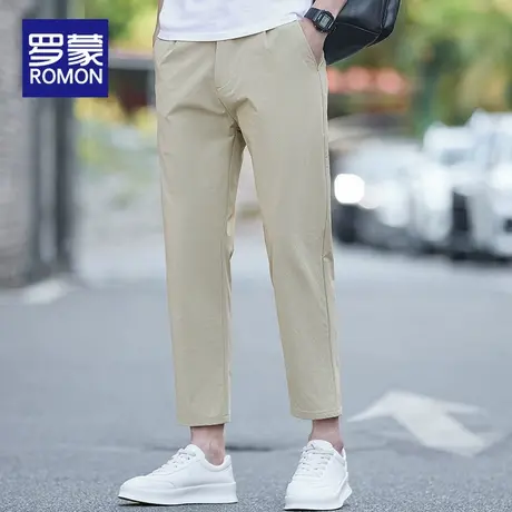 罗蒙冰丝休闲裤男士2025新款夏季薄款修身直筒西裤锥形九分裤子男商品大图