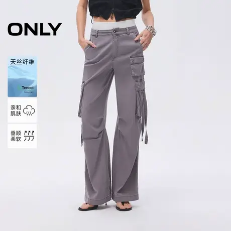 ONLY2025夏季新款美式休闲大口袋通勤高腰直筒做旧水洗休闲裤女图片