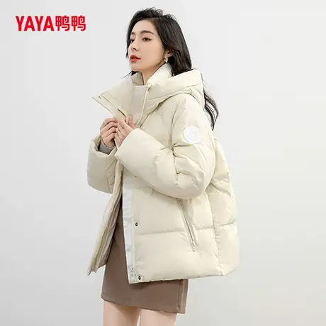 鸭鸭羽绒服女2024年新款短款连帽时尚韩版宽松加厚保暖外套小个子商品大图