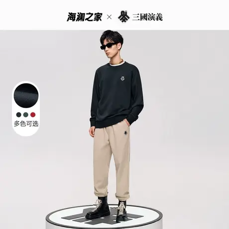 HLA/海澜之家三国系列卫衣2023秋冬季新情侣胸前刺绣小标圆领上衣图片
