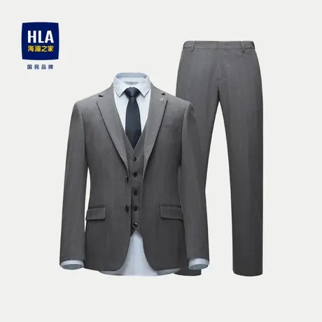 HLA/海澜之家条纹礼服套装23秋季新款平驳领弹力松紧腰修身西服男图片