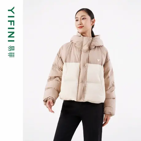 [专柜同款]Yifini/易菲加厚保暖连帽宽松短款女士羽绒服冬新商品大图