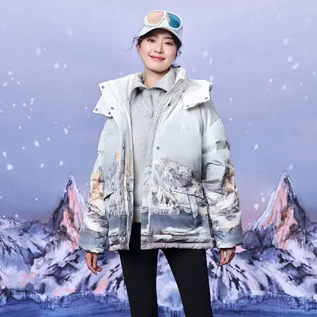 坦博尔xAgustina大师联名创意印花潮流运动短款户外保暖羽绒服冬图片